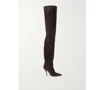 Jessica Overknees Aus Veloursleder - Braun