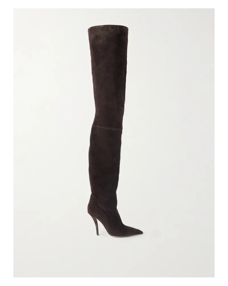 Paris Texas Jessica Overknees Aus Veloursleder - Braun Braun
