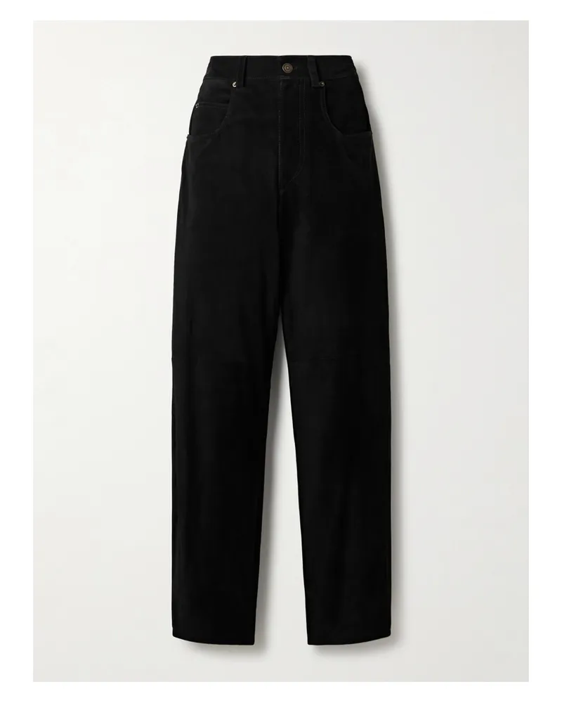 Isabel Marant Darielle Hose Aus Veloursleder Mit Schmal Zulaufendem Bein - Schwarz Schwarz