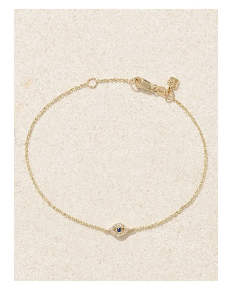 Sydney Evan Small Evil Eye Armband Aus 14 Karat Gold Mit Diamanten Und Saphir Gold