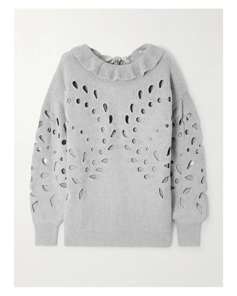Ulla Johnson Francia Oversized-pullover Aus Einer Gerippten Baumwollmischung Mit Cut-outs - Grau Grau
