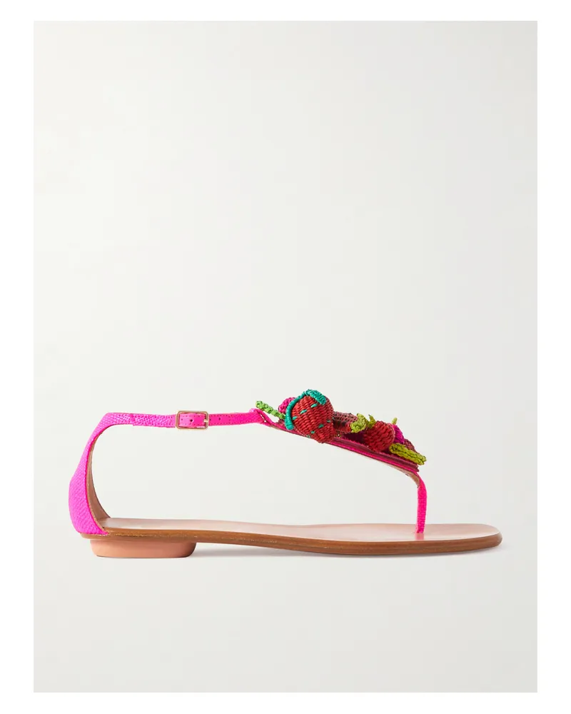 Aquazzura Strawberry Punch Zehensandalen Aus Raffiabast Mit Verzierungen - Pink Pink