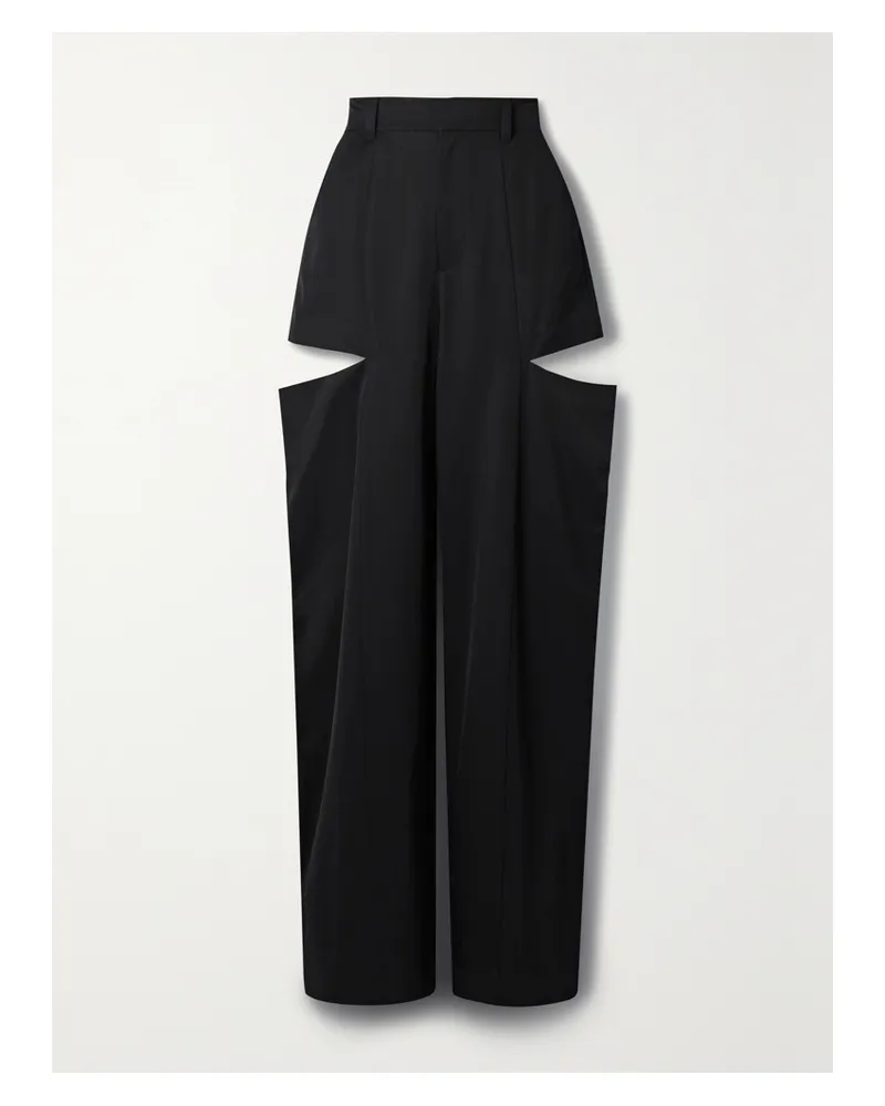 ET OCHS Ari Hose Mit Weitem Bein Aus Twill Mit Cut-outs - Schwarz Schwarz