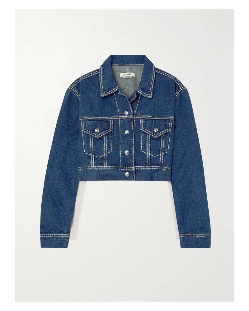 RE/DONE Verkürzte Jeansjacke Mit Kontrastnähten - Blau Blau