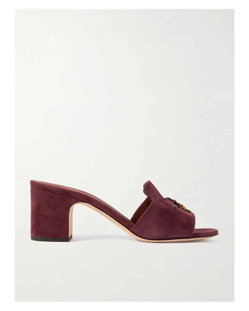Loro Piana Summer Charms Mules Aus Veloursleder Mit Verzierung - Burgunder Burgunder