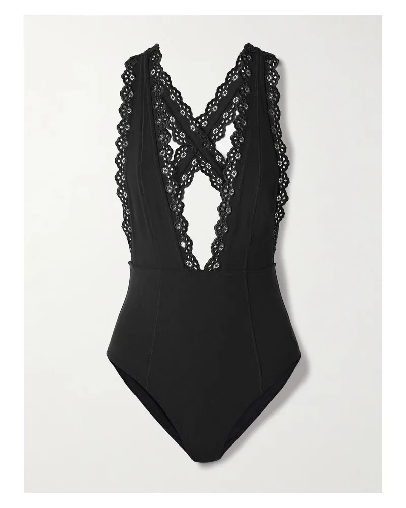 Ulla Johnson Ophelia Badeanzug Mit Lochstickerei - Schwarz Schwarz