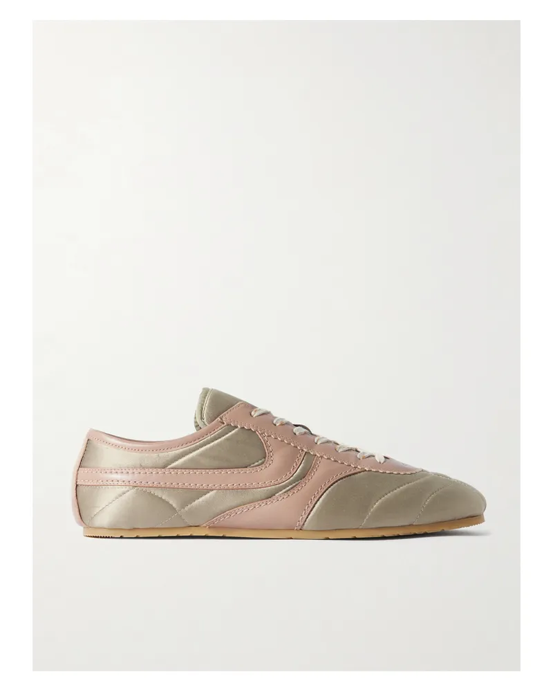 Dries van Noten Sneakers Aus Satin Mit Lederbesätzen - Orange Orange