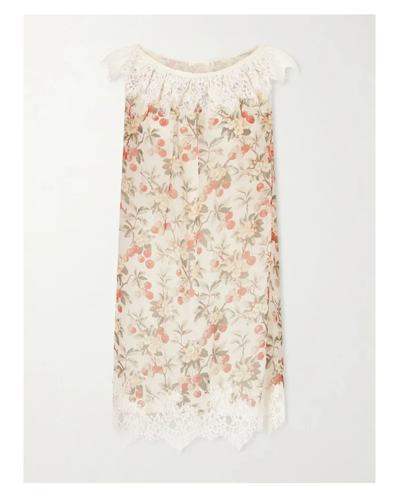 DÔEN Paloma Lace-trimmed Silk-chiffon Floral-print - Multi Multi