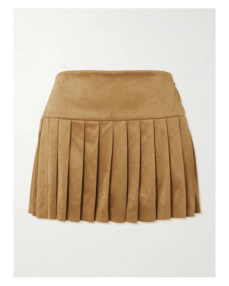 Norma Kamali Pleated Brushed Mini Skirt - Brown Brown
