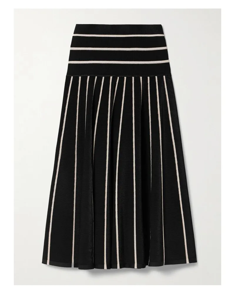 Zimmermann Crush Midirock Aus Stretch-strick Mit Streifenmuster - Schwarz Schwarz