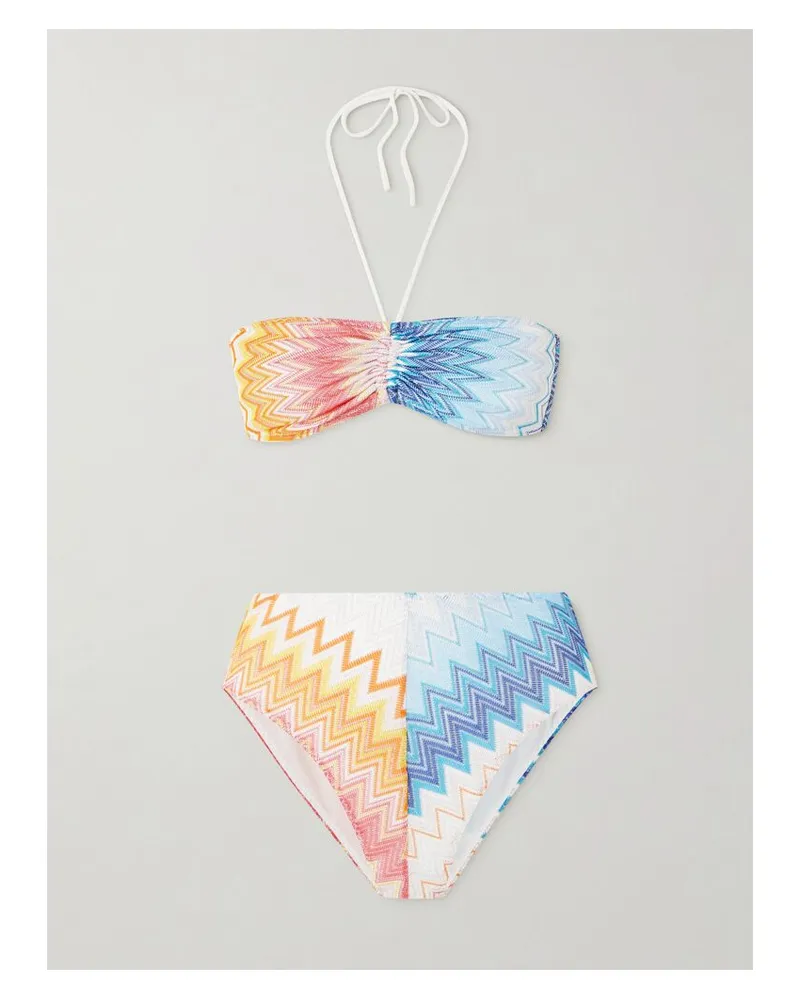 Missoni Mare Bikini Aus Gestreiftem Metallic-häkelstrick Mit Raffungen - Mehrfarbig Mehrfarbig