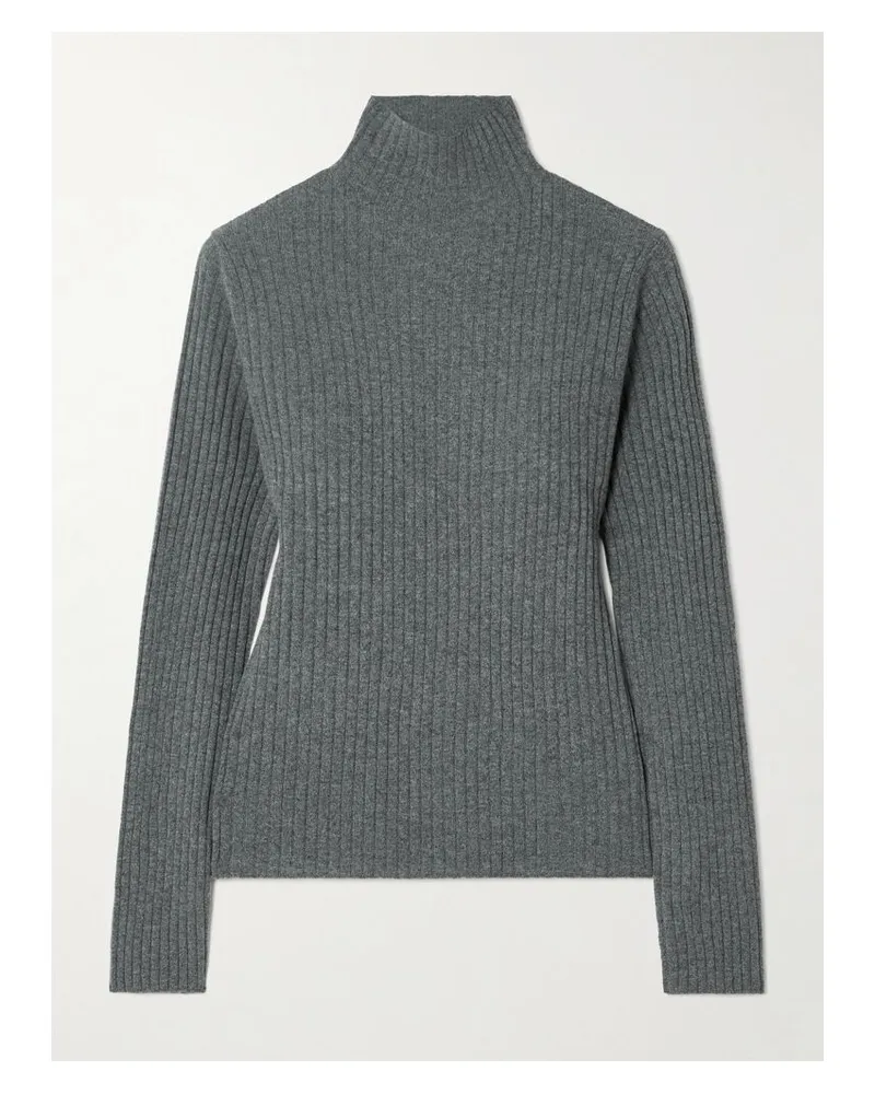 arch4 Ariana Gerippter Kaschmirpullover Mit Stehkragen - Grau Grau