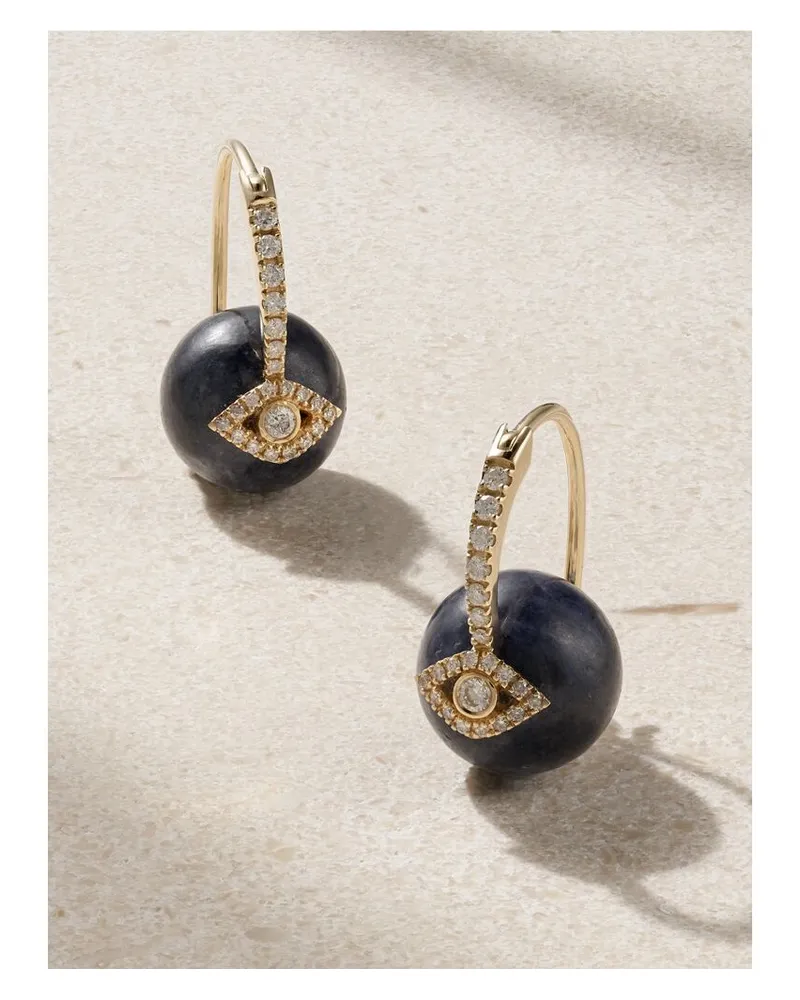 Sydney Evan Evil Eye Creolen Aus 14 Karat Gold Mit Saphiren Und Diamanten - Schwarz Schwarz