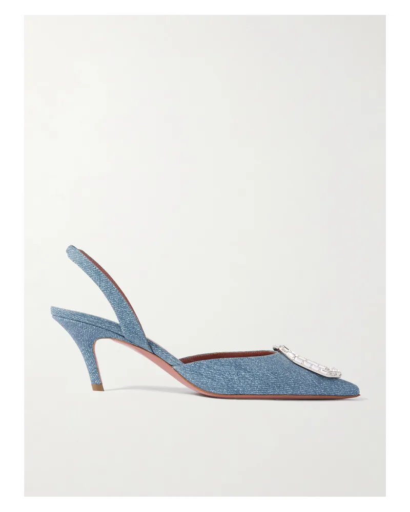 Amina Muaddi Camelia Slingback-pumps aus Satin Blau