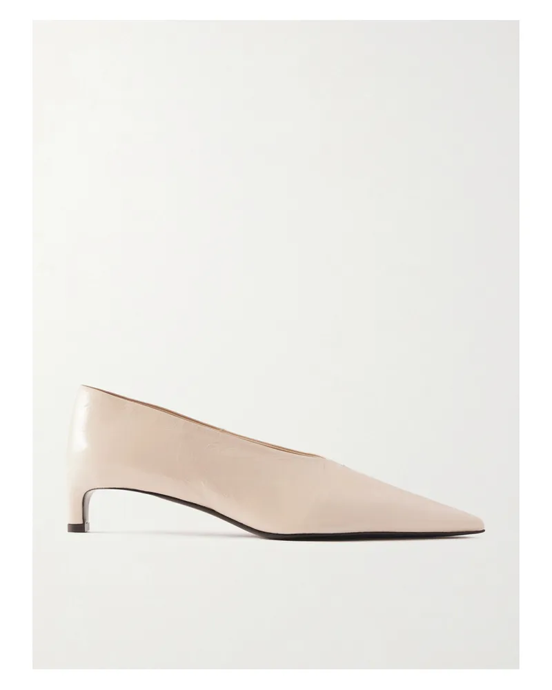 Jil Sander Pumps Aus Lackleder In Knitteroptik - Wollweiß Wollweiß