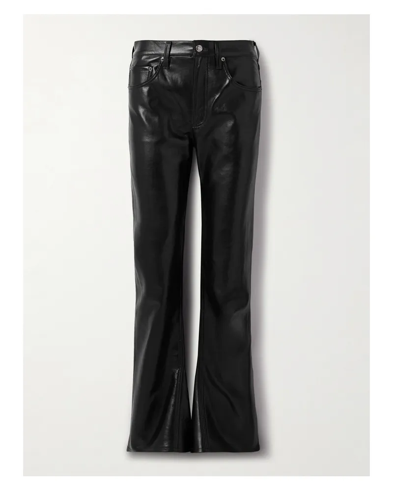 AGOLDE Kick Boot Recycled Leather-blend Flared Pants - Black Black
