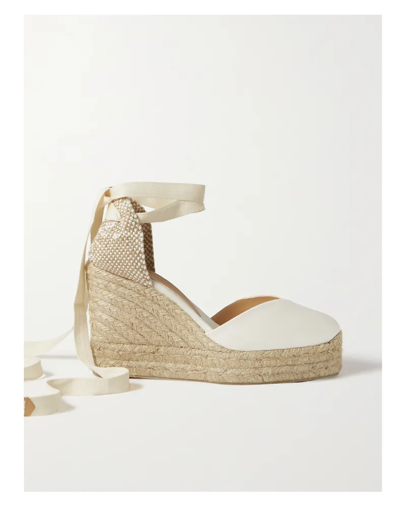 Castañer Chiara 100 Espadrille-wedges Aus Satin Und Canvas - Weiß Weiß