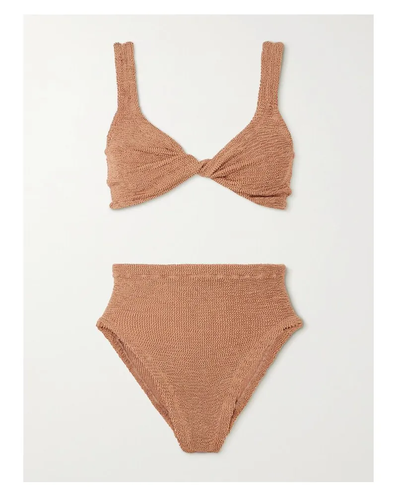 Hunza G Jamie Bikini Aus Metallic-seersucker - Braun Braun