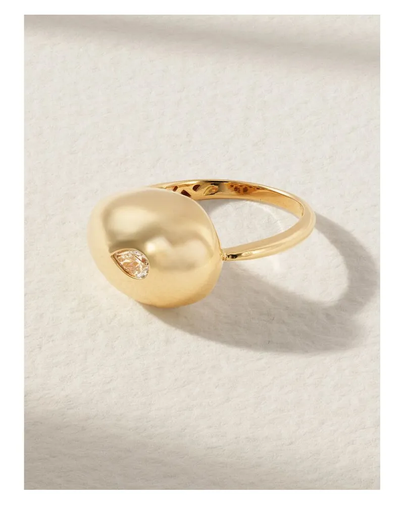 MATEO Water Droplet Ring Aus 14 Karat Gold Mit Diamant Gold