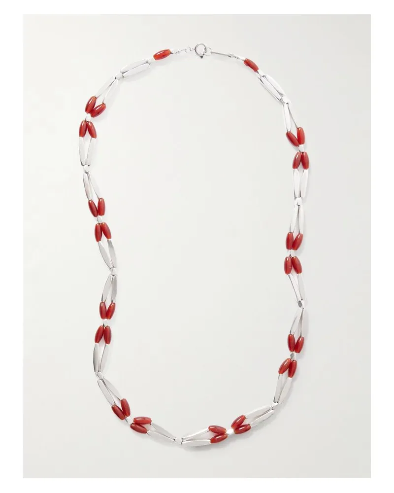 Isabel Marant Sahale Silberfarbene Kette Mit Zierperlen Silber