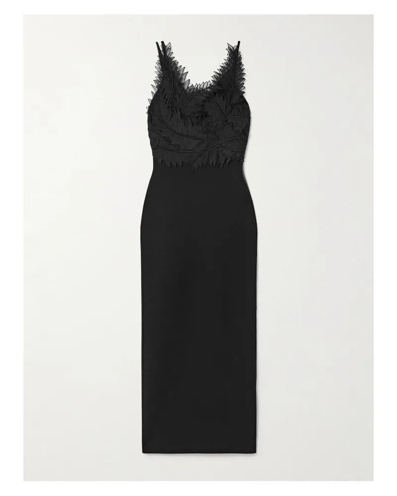 Aje. Daisy Maxikleid Aus Stretch-strick Mit Applikationen - Schwarz Schwarz