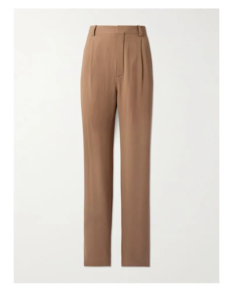 Saint Laurent Hose Mit Geradem Bein Aus Seiden-georgette - Braun Braun