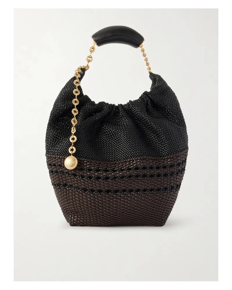 Loewe Squeeze Small Woven Two-tone Leather Tote - Black Black