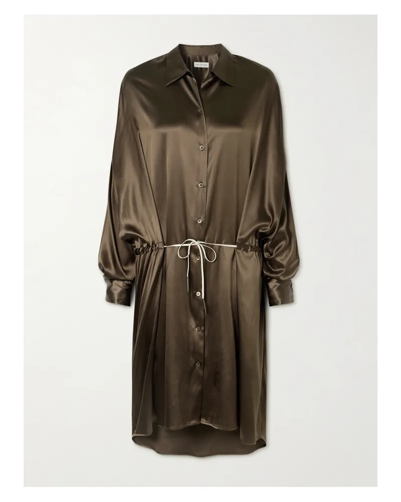Dries van Noten Hemdblusenkleid Aus Satin Aus Einer Seidenmischung - Braun Braun