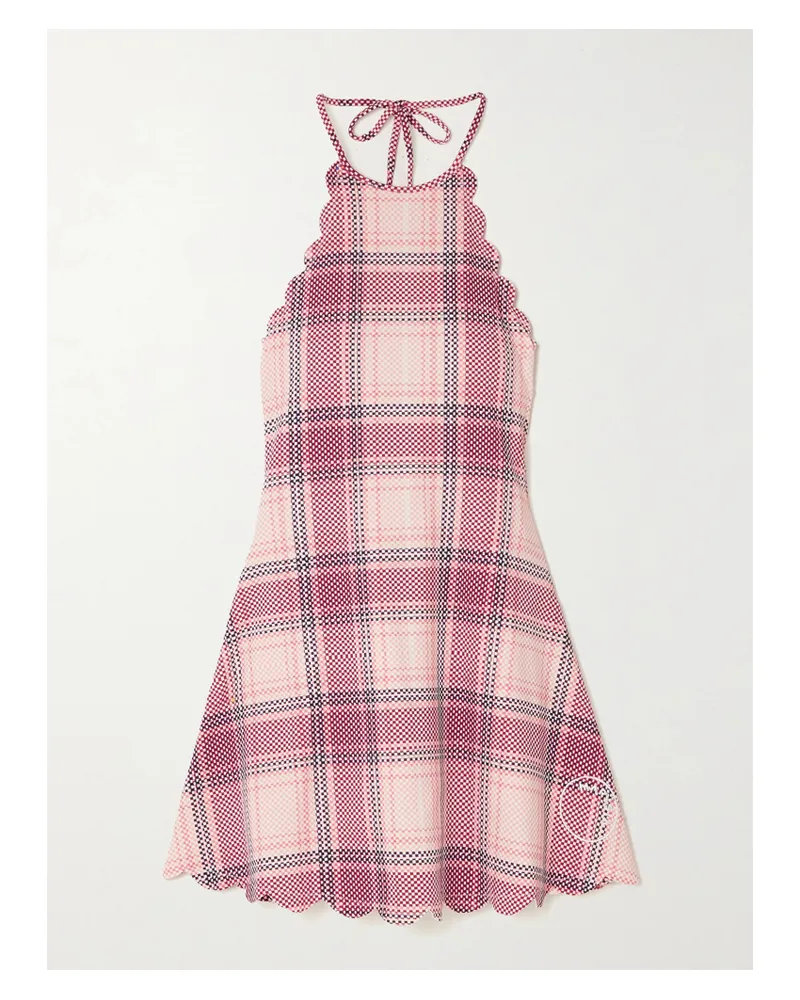 Marysia Bianca Tennis-kleid Aus Kariertem Seersucker Mit Wellenkanten Und Neckholder - Pink Pink
