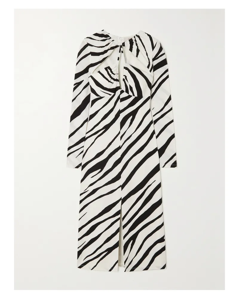 ET OCHS Eleanor Midikleid Aus Stretch-jersey Mit Zebraprint, Cut-outs Und Raffungen - Weiß Weiß