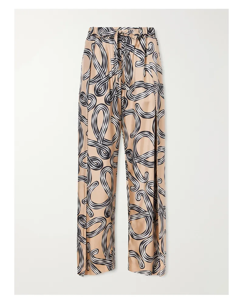 Loewe Paula’s Ibiza Printed Mid-rise Straight-leg Silk Pants - Neutrals Neutrals