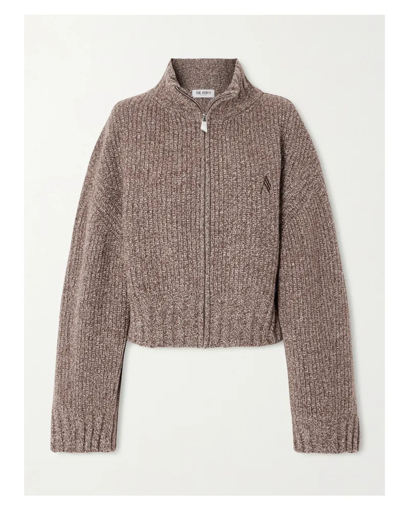 ATTICO Cardigan Aus Einer Gerippten Woll-kaschmirmischung Mit Reißverschluss - Braun Braun