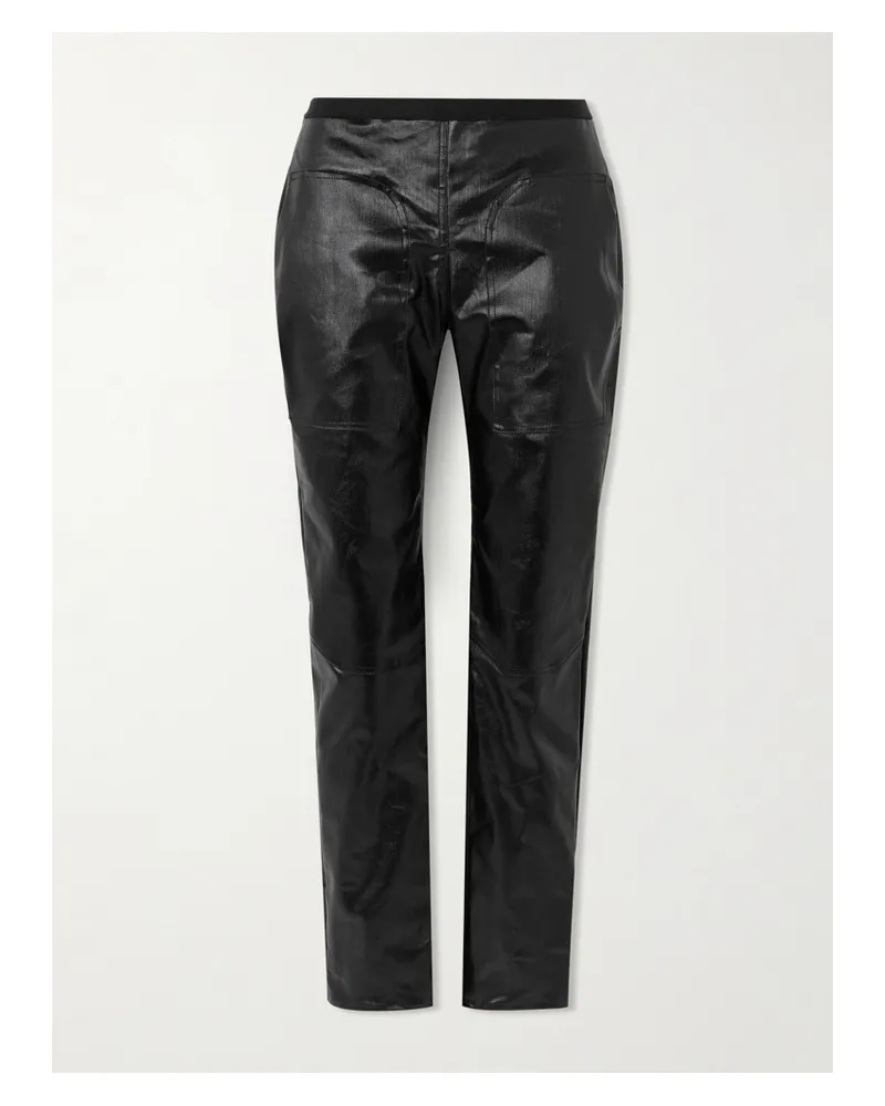 Rick Owens Tief Sitzende Skinny Jeans Aus Beschichtetem Denim - Schwarz Schwarz