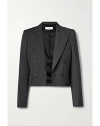 Saint Laurent Verkürzter Blazer aus Wolle Grau