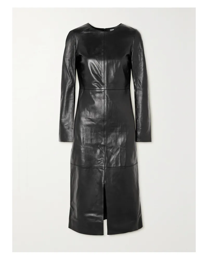 Totême Midikleid Aus Leder - Schwarz Schwarz