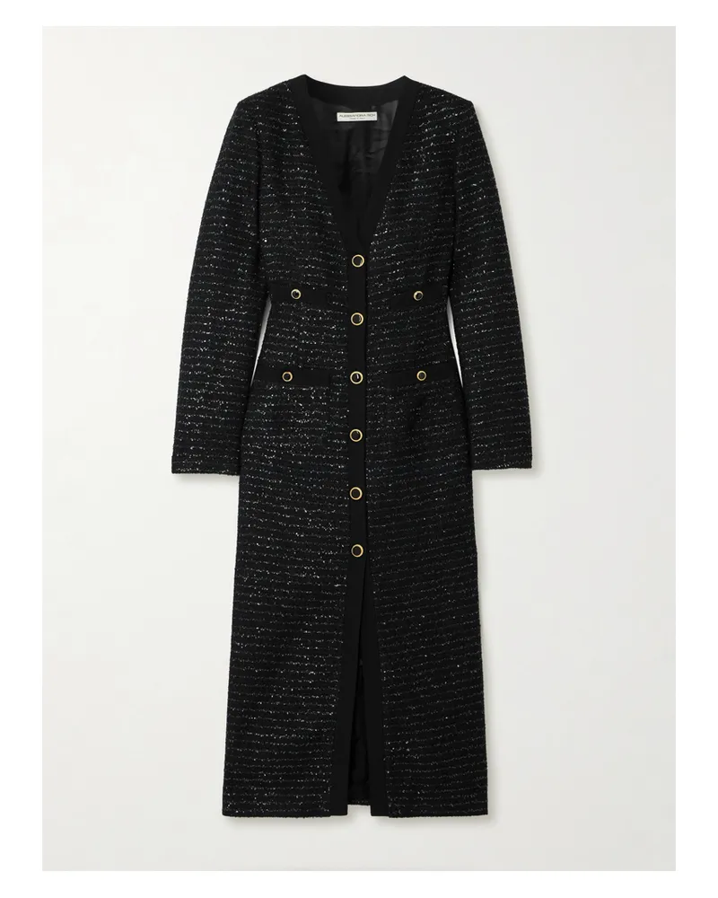 Alessandra Rich Midikleid Aus Tweed Mit Pailletten - Schwarz Schwarz