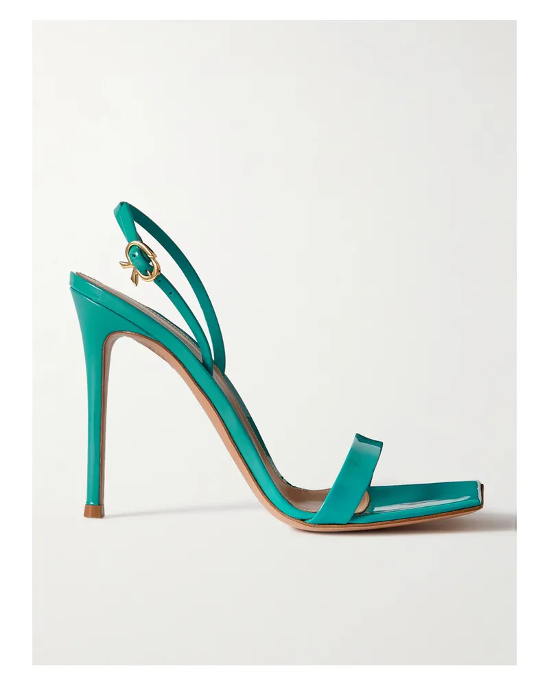 Gianvito Rossi Ribbon 105 Slingback-sandalen Aus Lackleder - Blau Blau