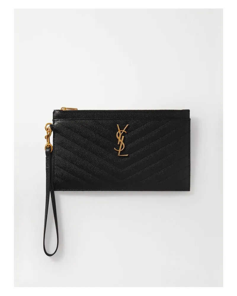 Saint Laurent Monogramme Beutel Aus Gestepptem Strukturiertem Leder - Schwarz Schwarz