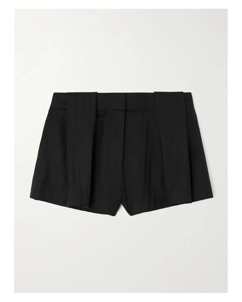 Stella McCartney Shorts Aus Woll-jacquard Mit Falten - Schwarz Schwarz