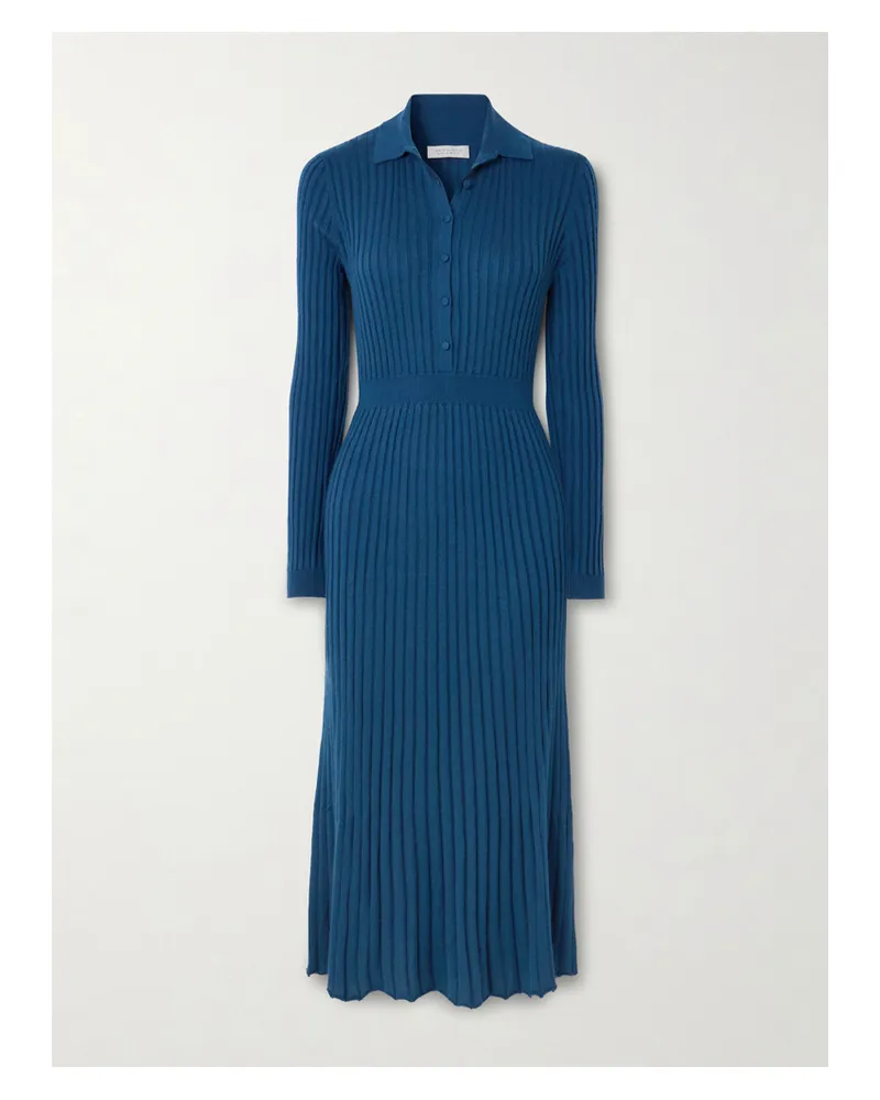 Gabriela Hearst Ardor Midikleid Aus Einer Gerippten Kaschmir-seidenmischung - Blau Blau
