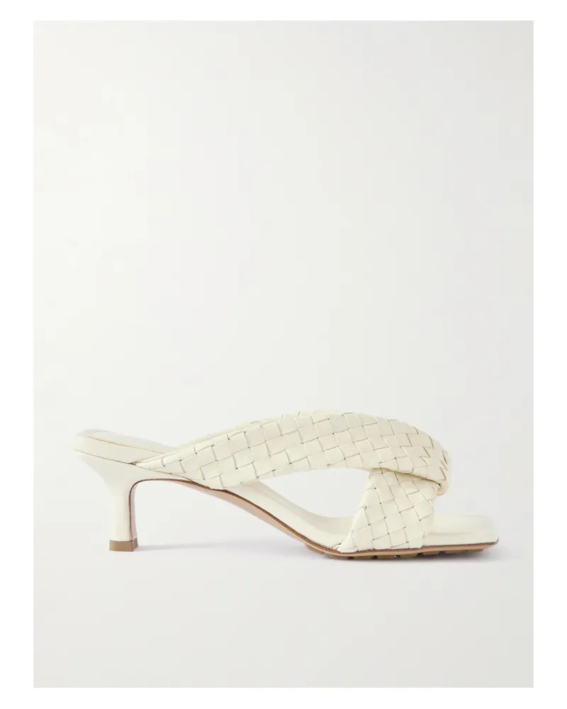 Bottega Veneta Riva Mules Aus Intrecciato-leder - Wollweiß Wollweiß