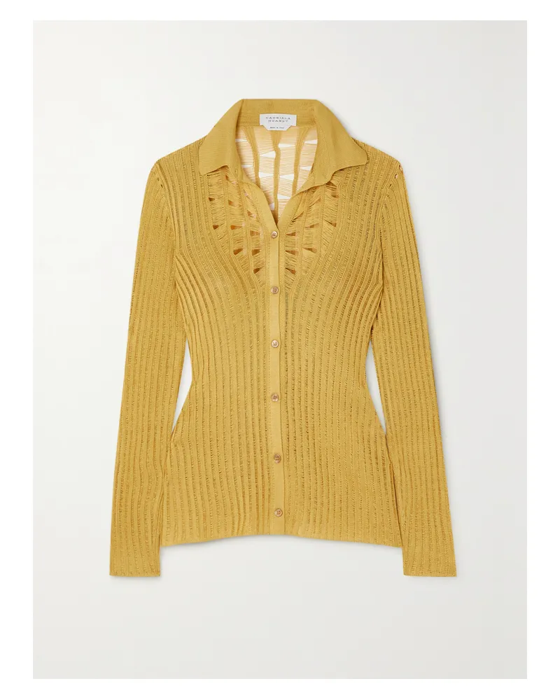 Gabriela Hearst Aera Oberteil Aus Seide In Rippstrick - Gold Gold