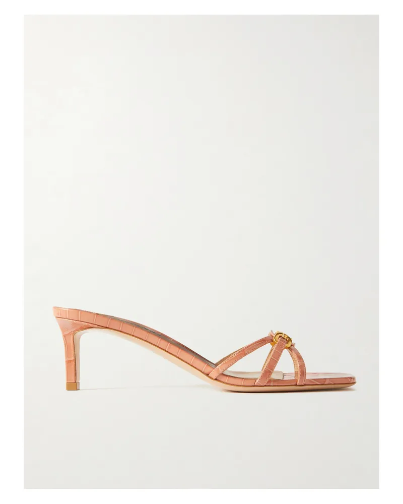 Tom Ford Mules Aus Leder Mit Krokodileffekt Und Verzierung - Pink Pink