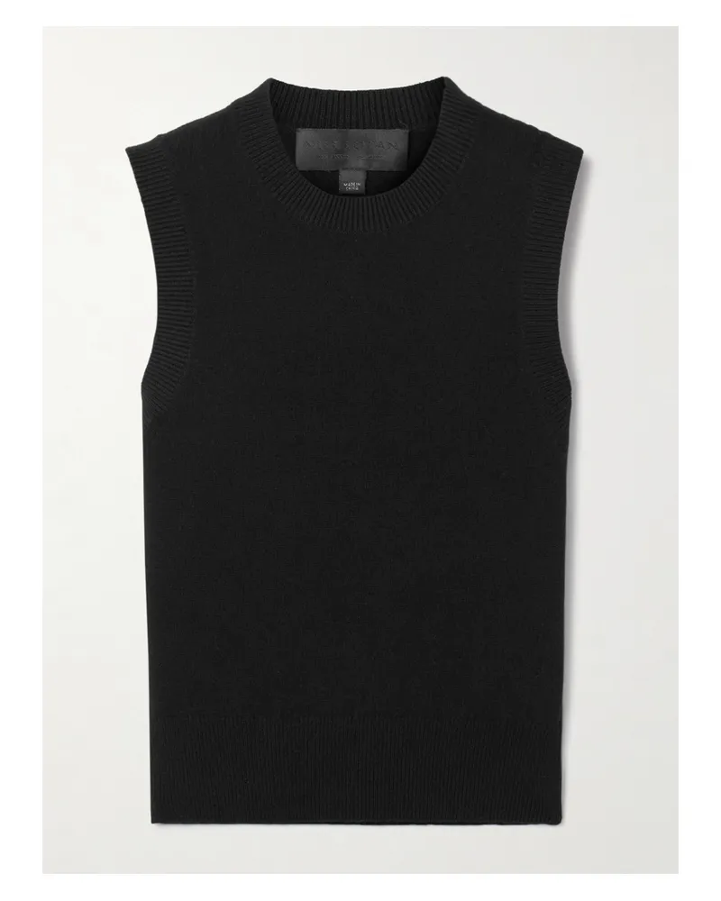 Nili Lotan May Cropped Cashmere Tank - Black Black