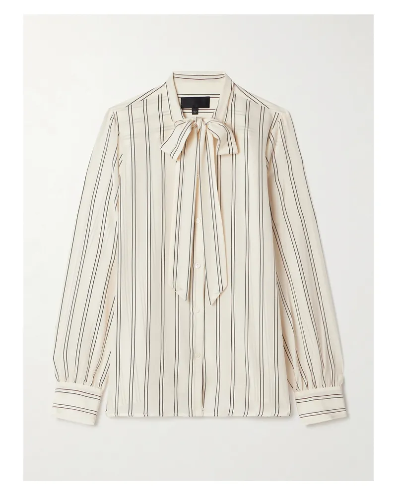 Nili Lotan Irina Schluppenbluse Aus Gestreiftem Seiden-georgette - Weiß Weiß