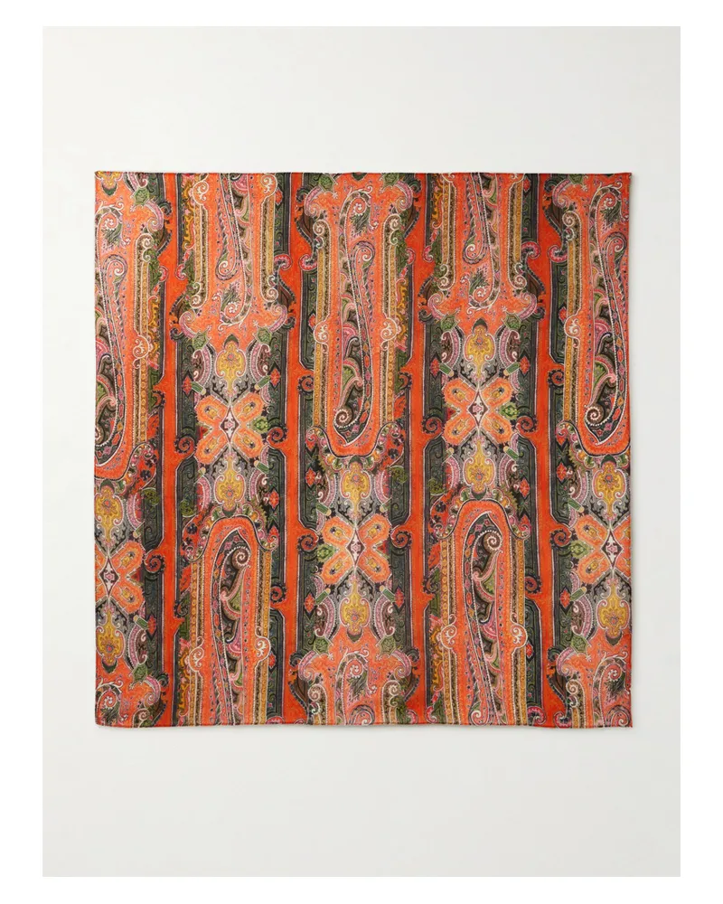 Isabel Marant Sirina Tuch Aus Bedrucktem Seiden-voile - Orange Orange