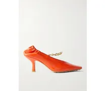 Melbourne Pumps Aus Glanzleder In Knitteroptik Mit Verzierung - Orange