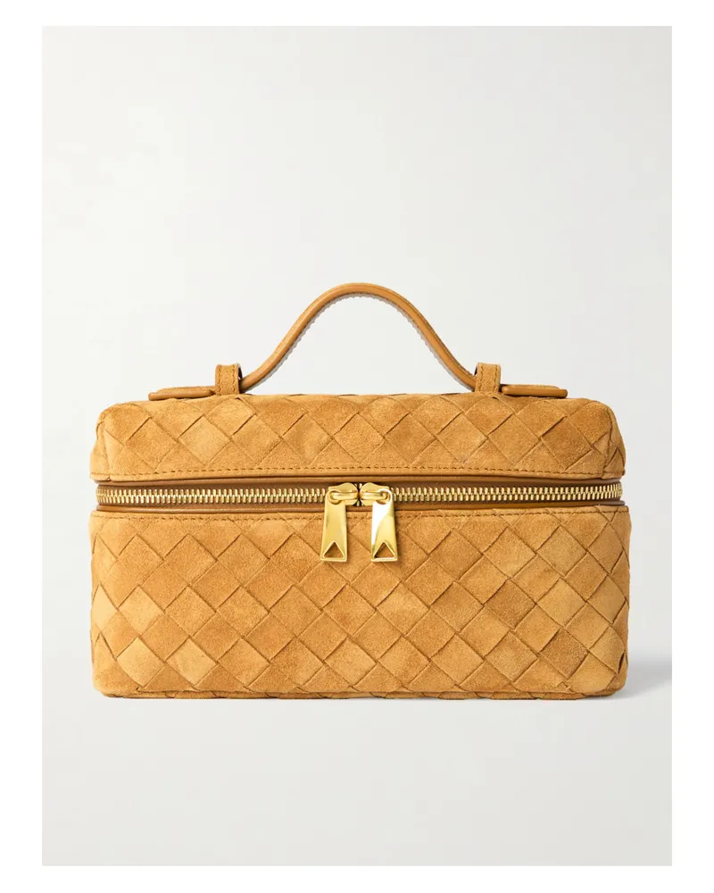 Bottega Veneta Bang Bang Vanity Mini Intrecciato Suede Tote - Brown Brown