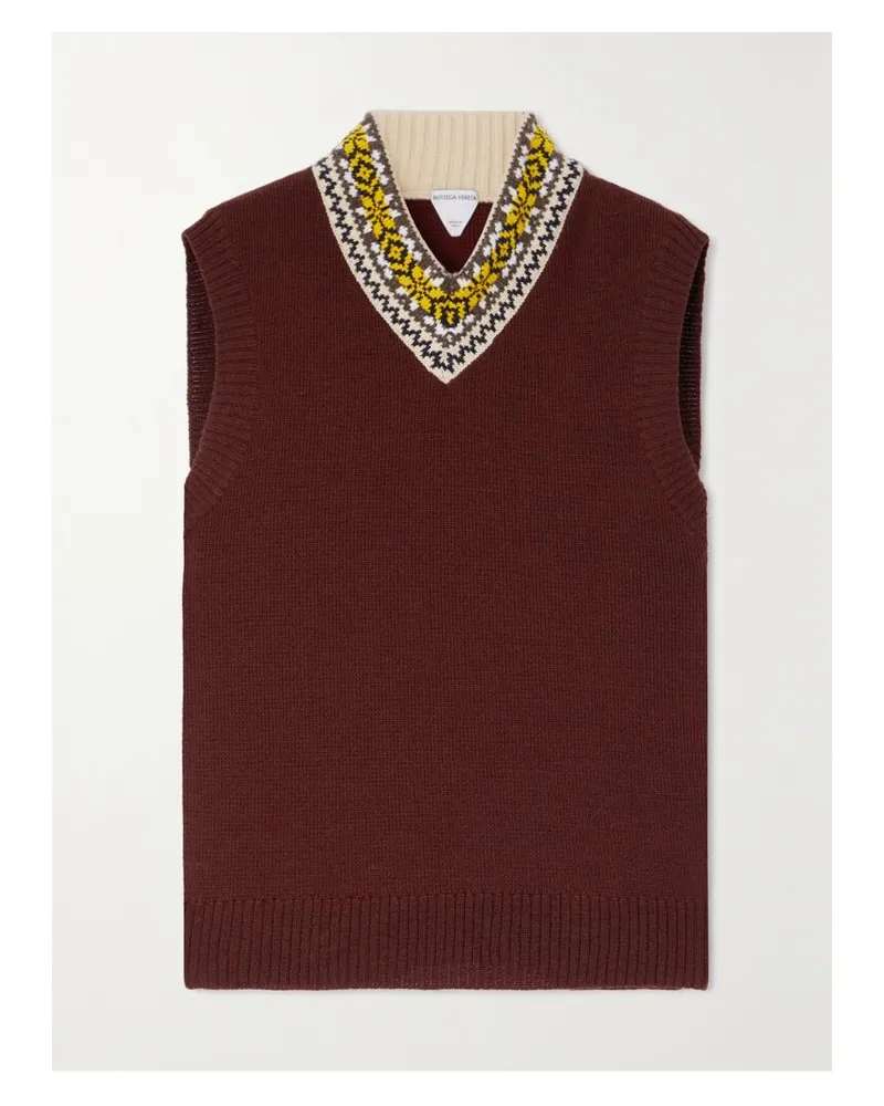 Bottega Veneta Pullunder Aus Einer Wollmischung Mit Fair-isle-muster - Rot Rot
