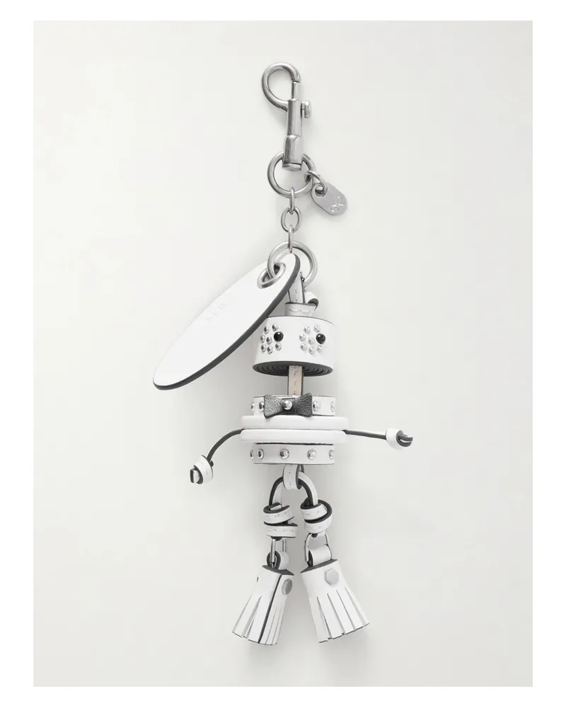 Anya Hindmarch Groom Studded Silver-tone And Leather Bag Charm - Neutrals Neutrals